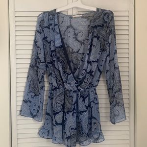 Blue paisley romper medium